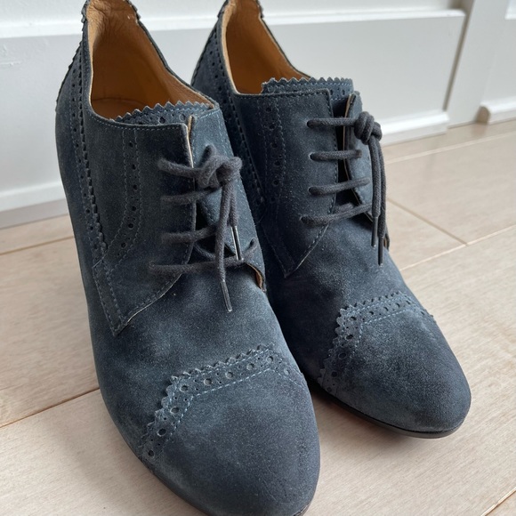 BALENCIAGA - Made in Italy Arena Suede Derby Lace-Up Blue Wedges Shoes - Picture 4 of 14